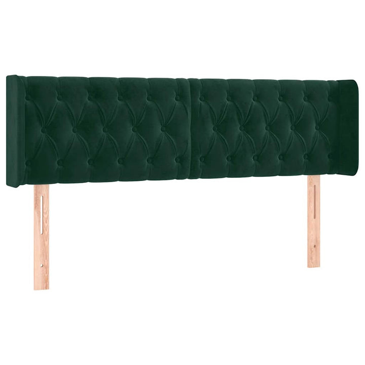sengegavl med LED-lys 147x16x78/88 cm fløjl mørkegrøn