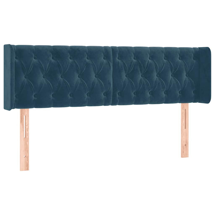 sengegavl med LED-lys 163x16x78/88 cm fløjl mørkeblå