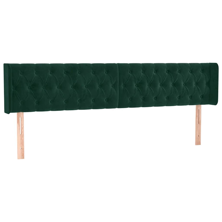 sengegavl med LED-lys 183x16x78/88 cm fløjl mørkegrøn