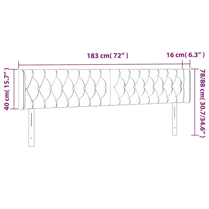 sengegavl med LED-lys 183x16x78/88 cm fløjl mørkegrøn