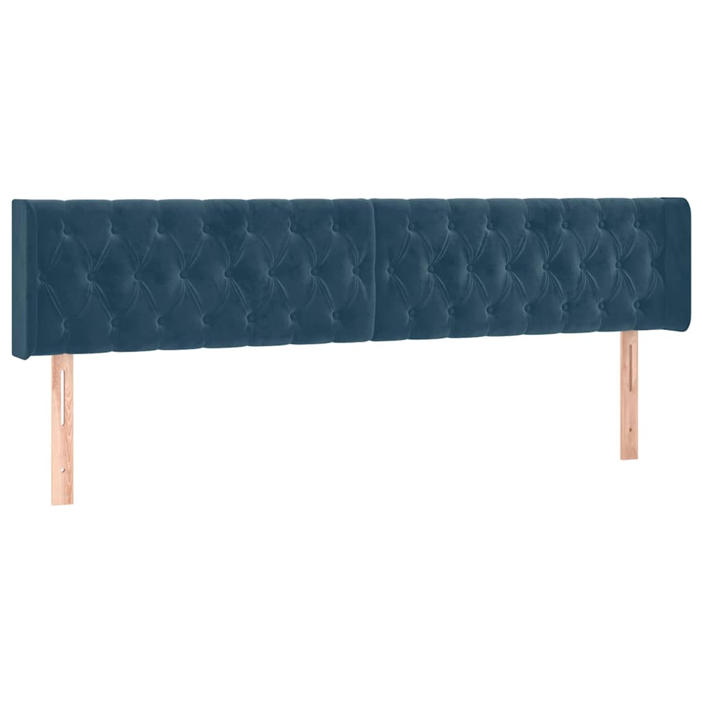 sengegavl med LED-lys 183x16x78/88 cm fløjl mørkeblå