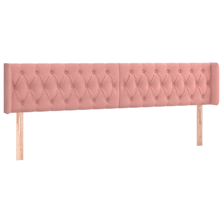 sengegavl med LED-lys 183x16x78/88 cm fløjl lyserød