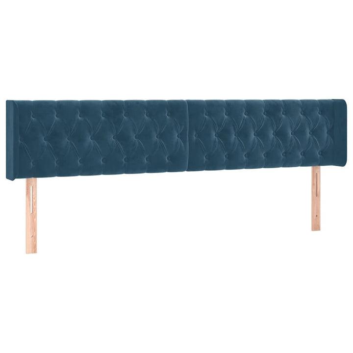 sengegavl med LED-lys 203x16x78/88 cm fløjl mørkeblå