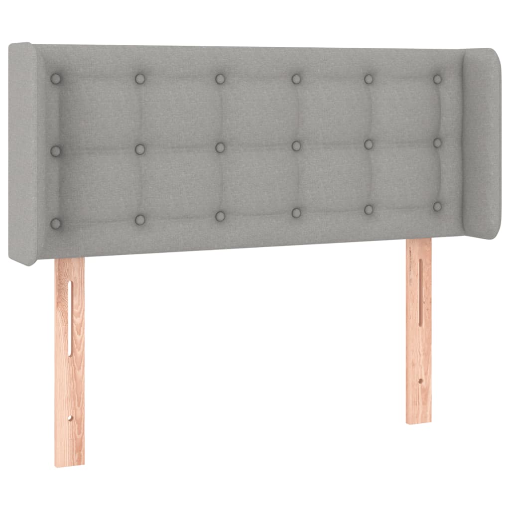 sengegavl med LED-lys 103x16x78/88 cm stof lysegrå