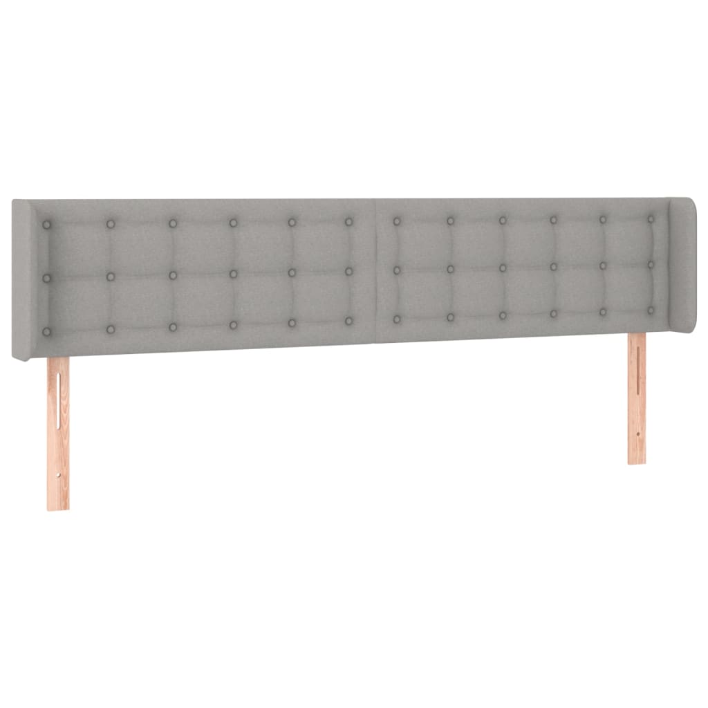 sengegavl med LED-lys 163x16x78/88 cm stof lysegrå