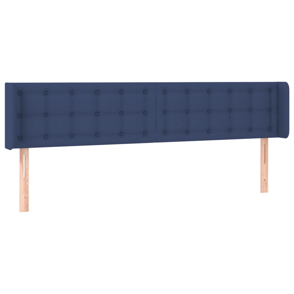sengegavl med LED-lys 163x16x78/88 cm stof blå