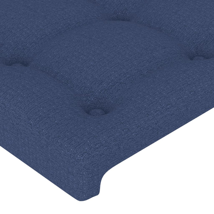 sengegavl med LED-lys 163x16x78/88 cm stof blå