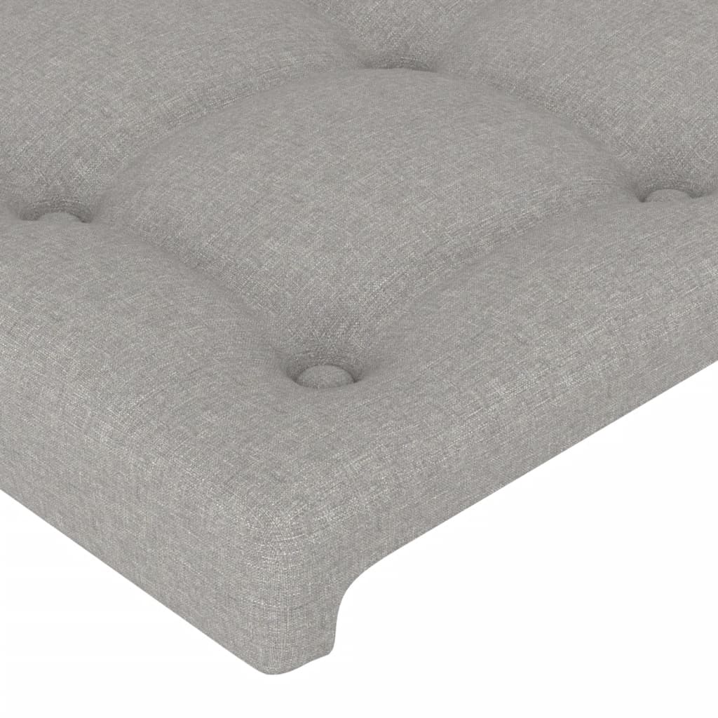 sengegavl med LED-lys 183x16x78/88 cm stof lysegrå