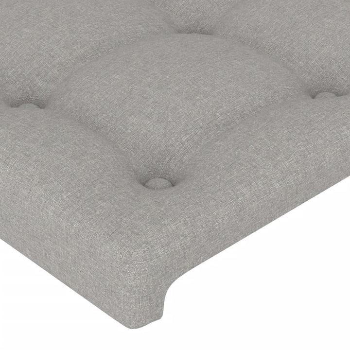 sengegavl med LED-lys 183x16x78/88 cm stof lysegrå
