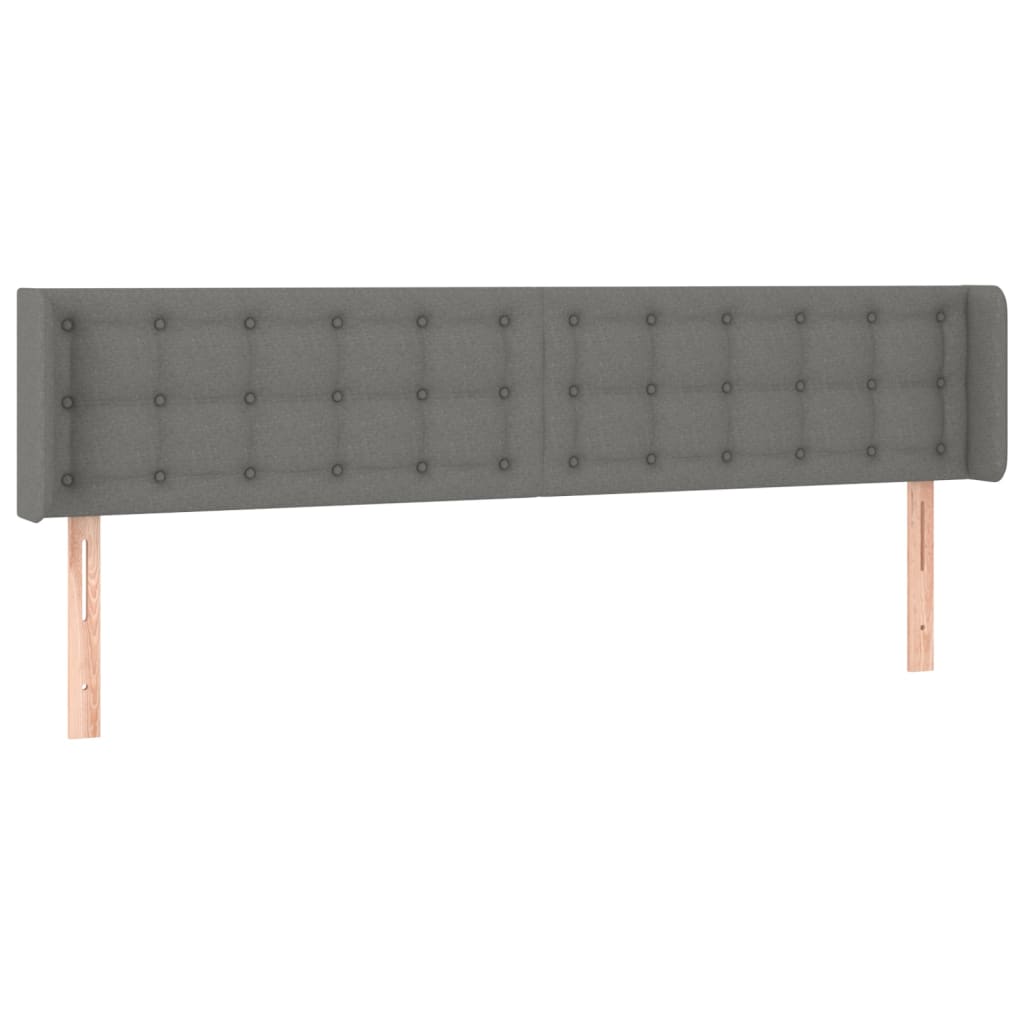 sengegavl med LED-lys 183x16x78/88 cm stof mørkegrå
