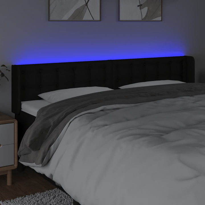 sengegavl med LED-lys 183x16x78/88 cm stof sort