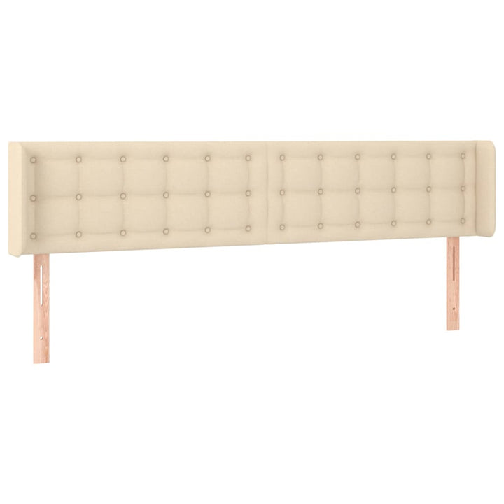 sengegavl med LED-lys 183x16x78/88 cm stof cremefarvet