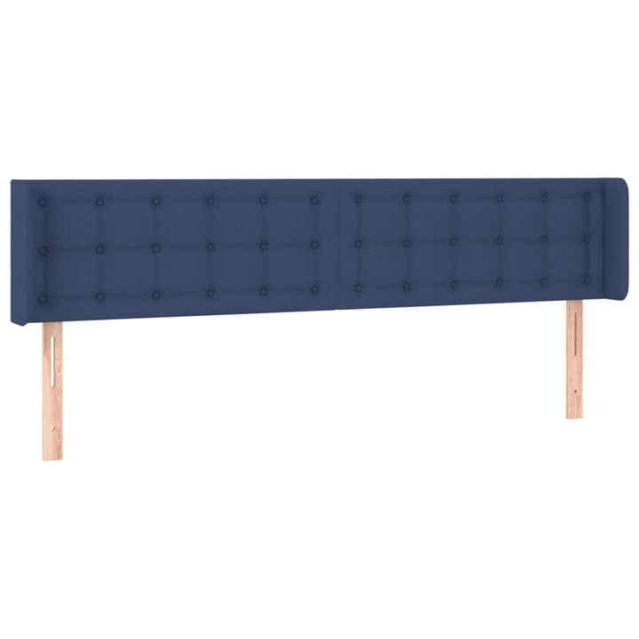 sengegavl med LED-lys 203x16x78/88 cm stof blå