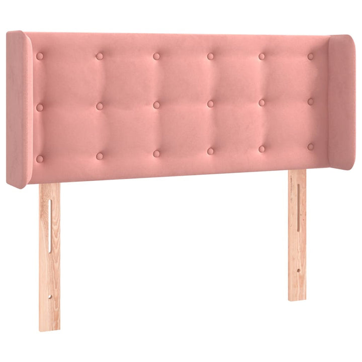 sengegavl med LED-lys 83x16x78/88 cm fløjl lyserød