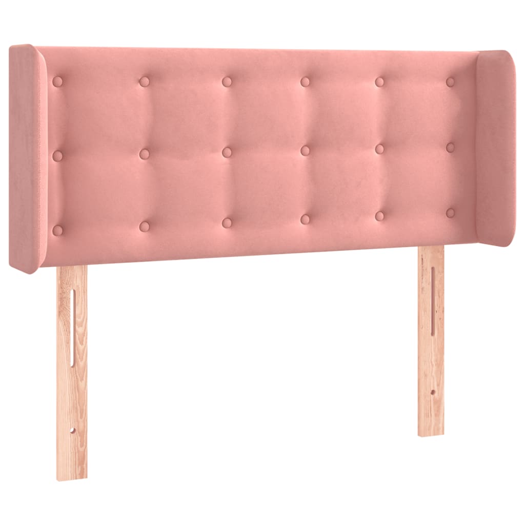 sengegavl med LED-lys 93x16x78/88 cm fløjl lyserød