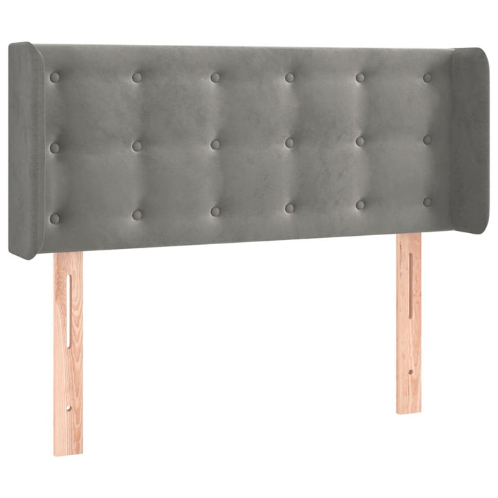 sengegavl med LED-lys 103x16x78/88 cm fløjl lysegrå