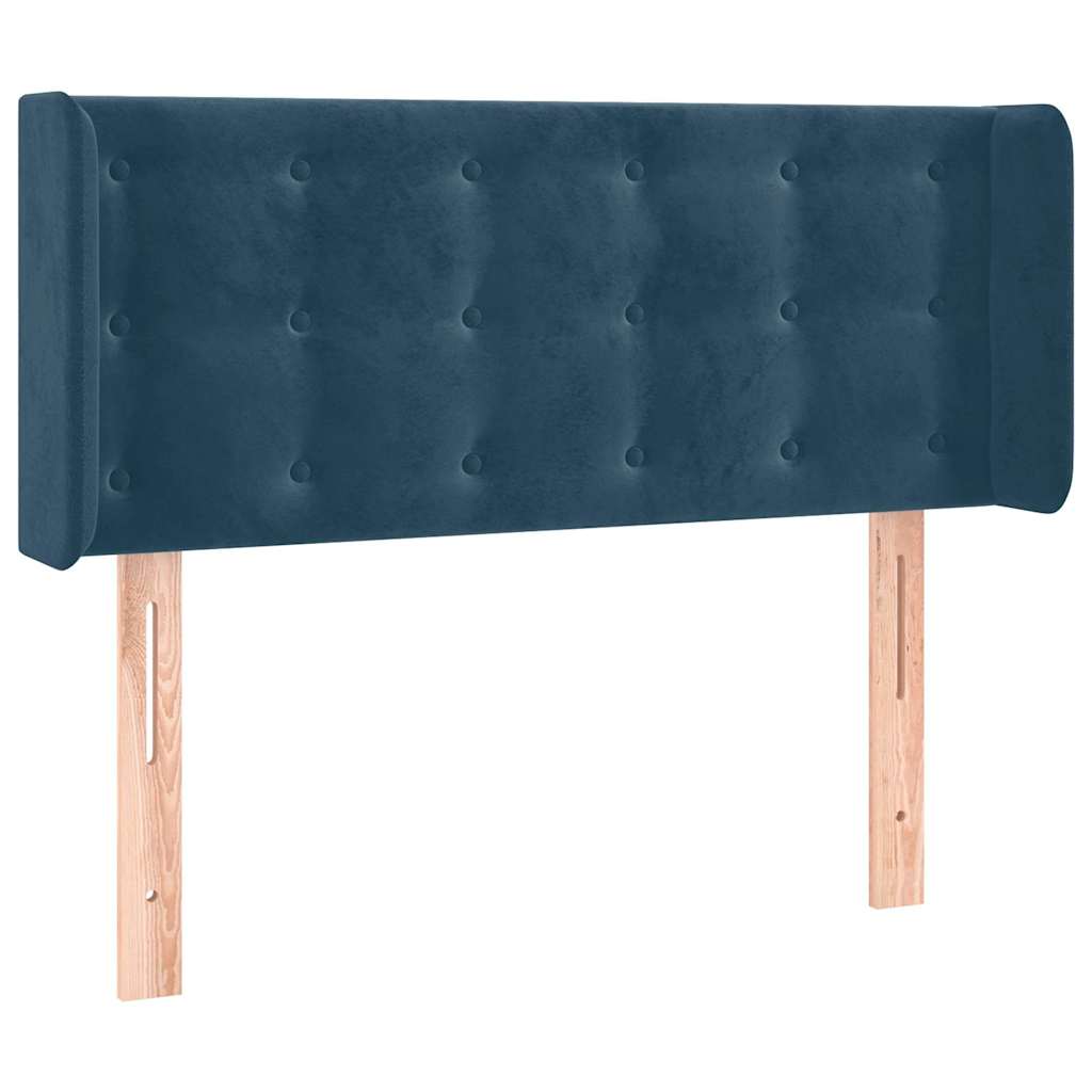 sengegavl med LED-lys 103x16x78/88 cm fløjl mørkeblå