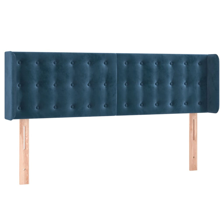 sengegavl med LED-lys 147x16x78/88 cm fløjl mørkeblå