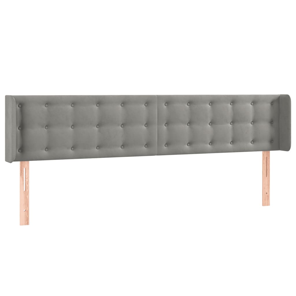 sengegavl med LED-lys 163x16x78/88 cm fløjl lysegrå