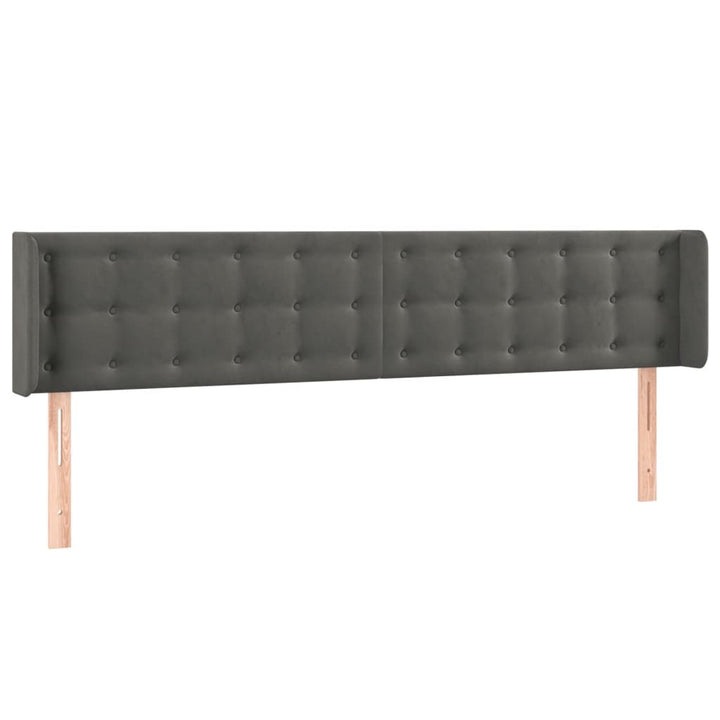 sengegavl med LED-lys 163x16x78/88 cm fløjl mørkegrå