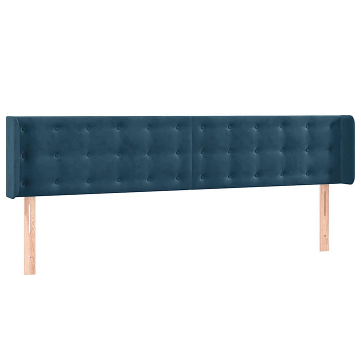 sengegavl med LED-lys 163x16x78/88 cm fløjl mørkeblå