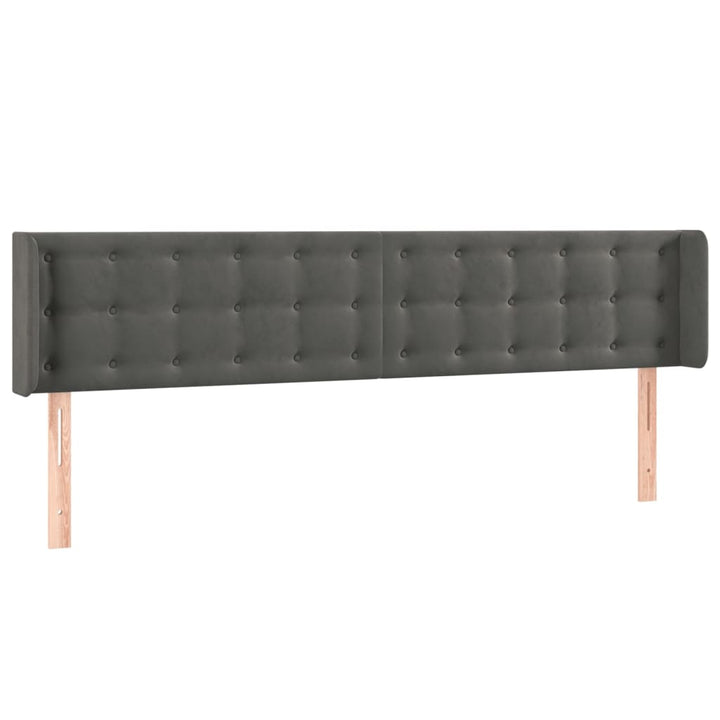 sengegavl med LED-lys 183x16x78/88 cm fløjl mørkegrå