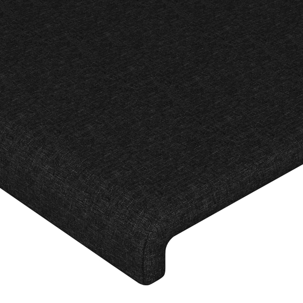 sengegavl med LED-lys 93x16x118/128 cm stof sort