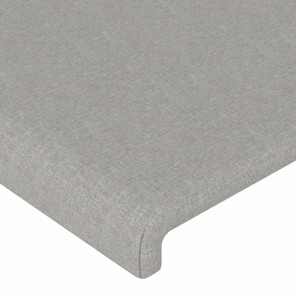 sengegavl med LED-lys 103x16x118/128 cm stof lysegrå