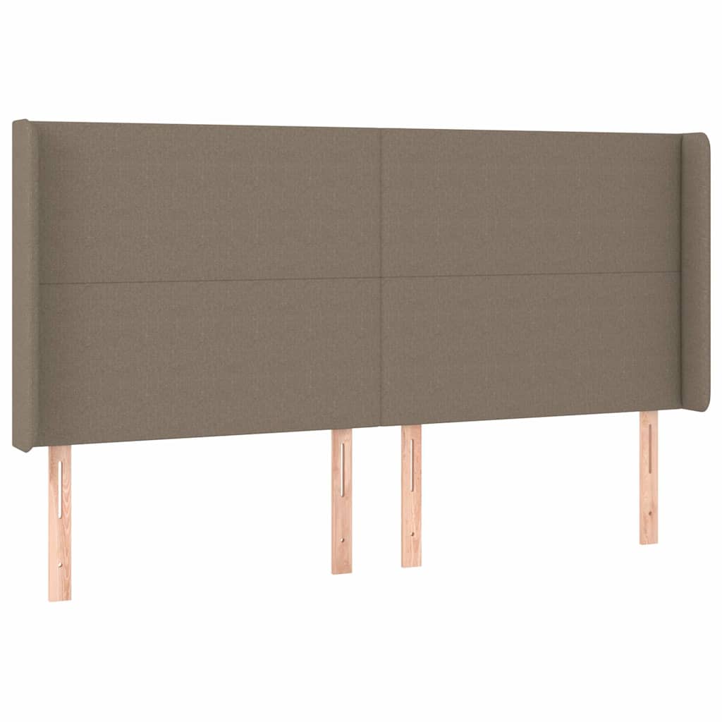sengegavl med LED-lys 163x16x118/128 cm stof gråbrun