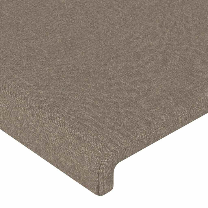 sengegavl med LED-lys 163x16x118/128 cm stof gråbrun