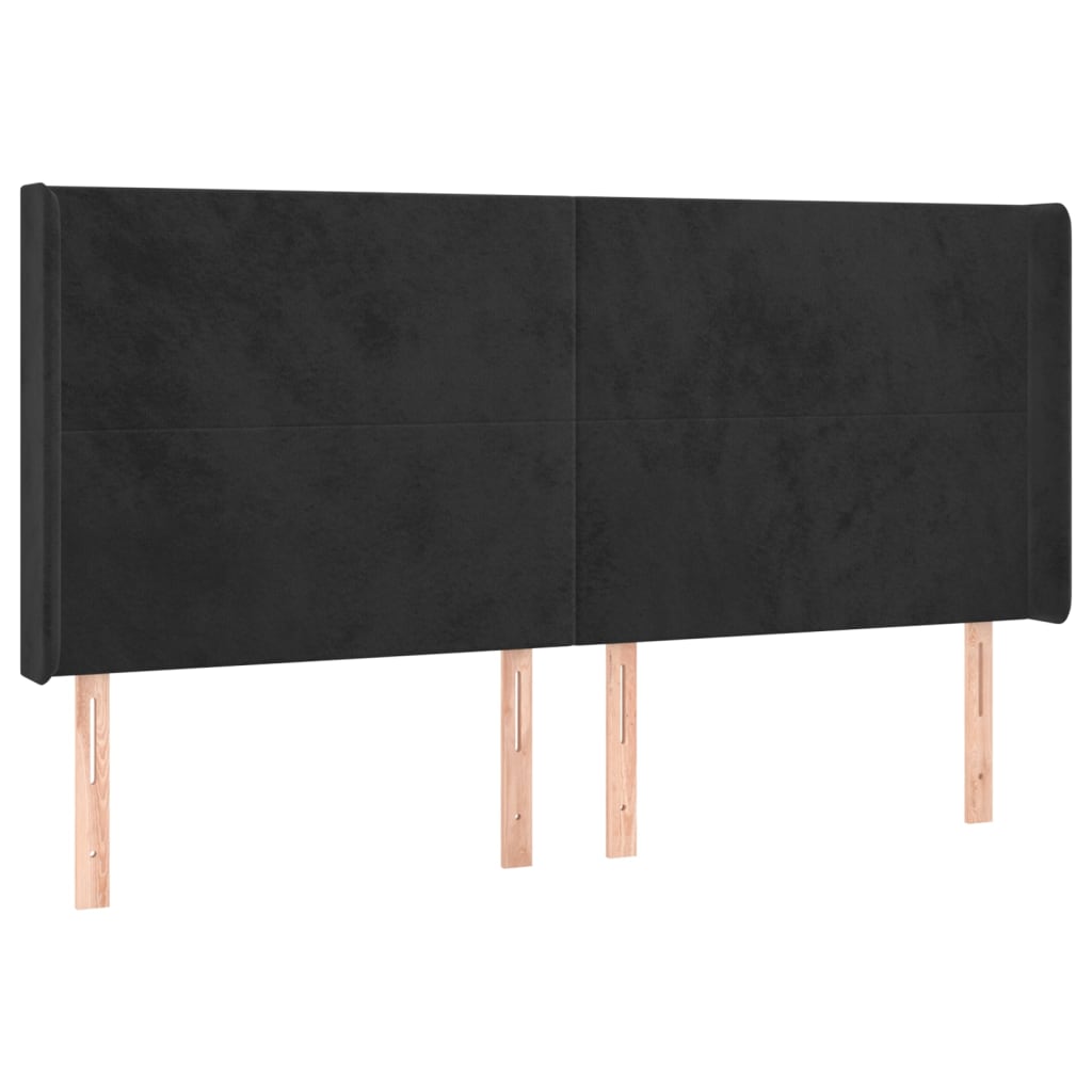 sengegavl med LED-lys 183x16x118/128 cm fløjl sort