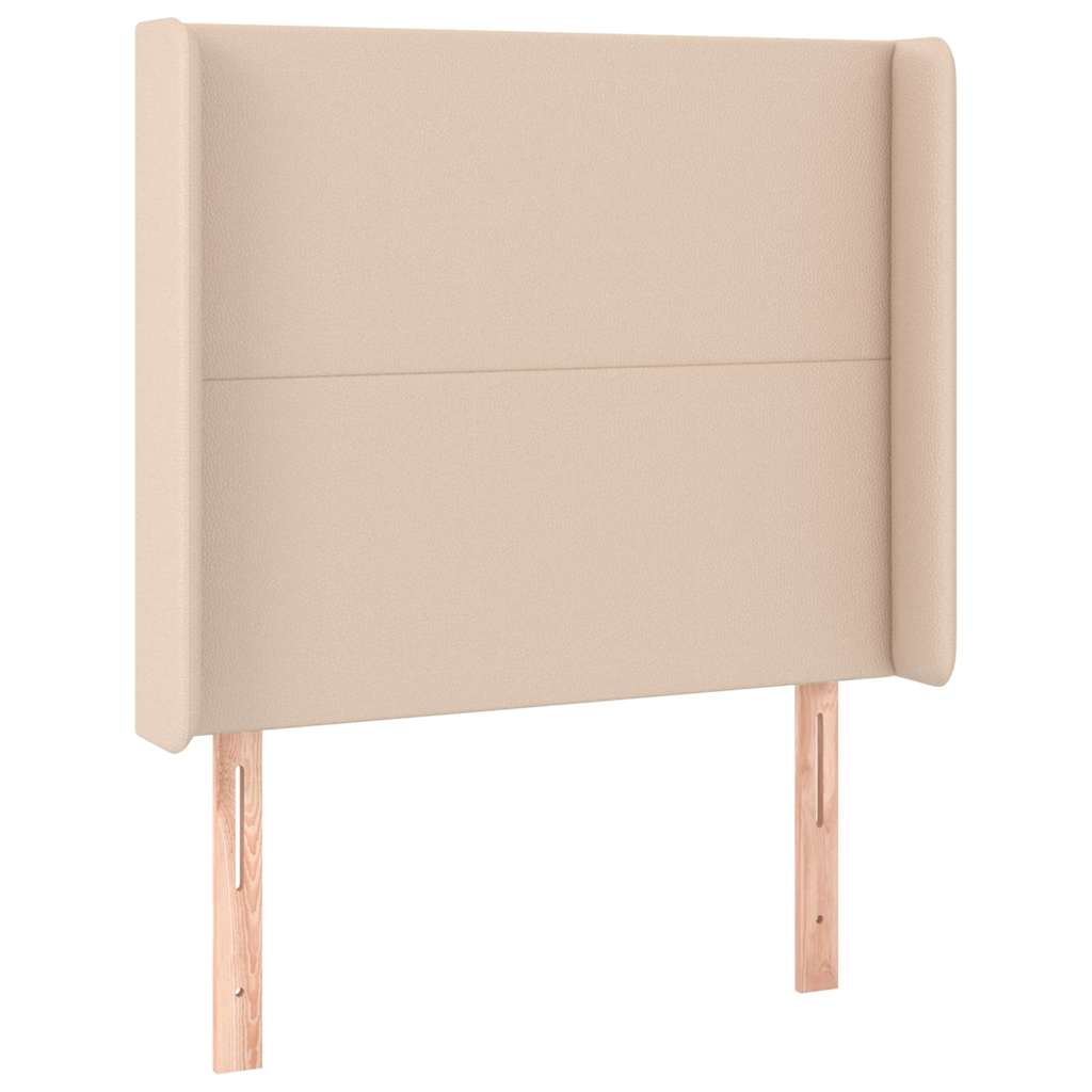 sengegavl med LED-lys 83x16x118/128 cm kunstlæder cappuccino