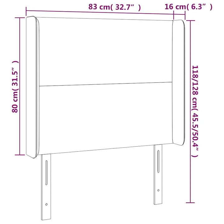 sengegavl med LED-lys 83x16x118/128 cm kunstlæder cappuccino