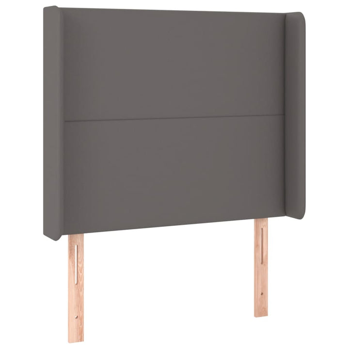 sengegavl med LED-lys 93x16x118/128 cm kunstlæder grå