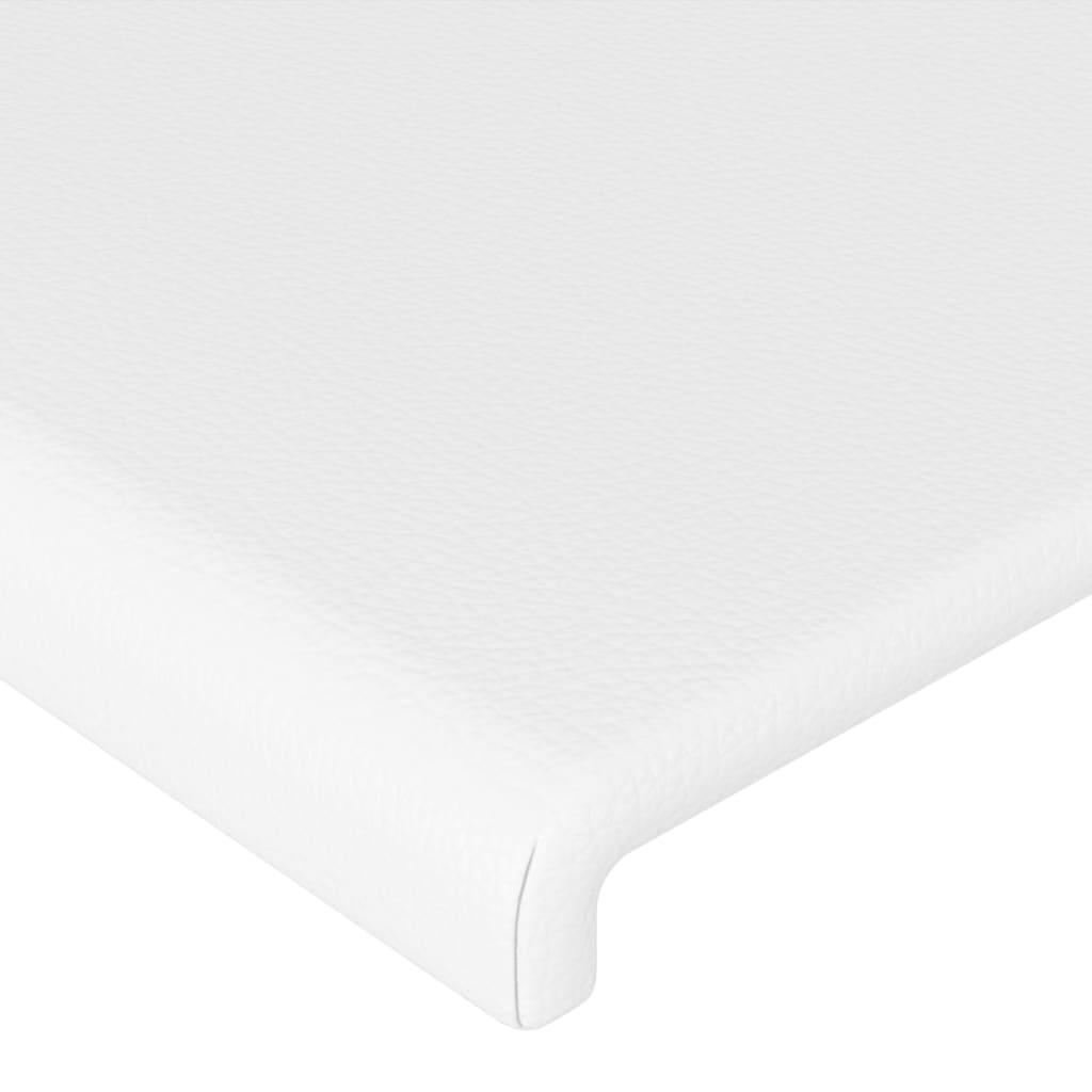sengegavl med LED-lys 103x16x118/128 cm kunstlæder hvid