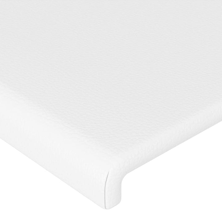 sengegavl med LED-lys 103x16x118/128 cm kunstlæder hvid