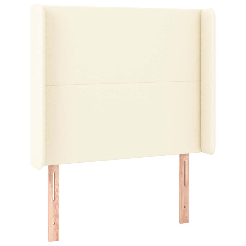 sengegavl med LED-lys 103x16x118/128 cm kunstlæder cremefarvet