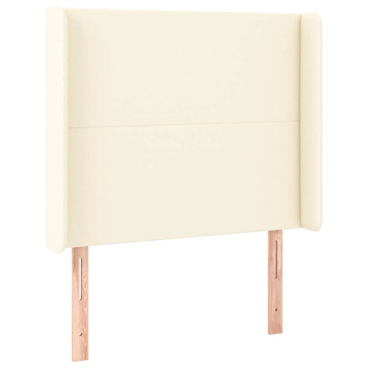 sengegavl med LED-lys 103x16x118/128 cm kunstlæder cremefarvet