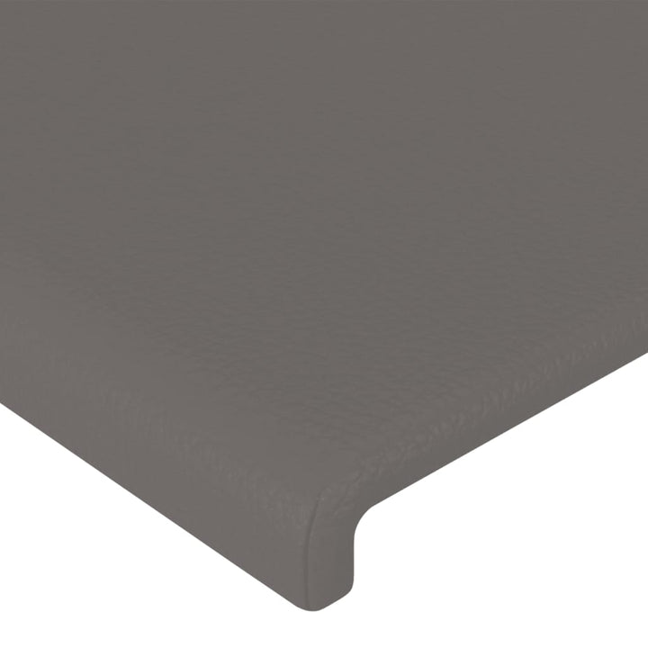 sengegavl med LED-lys 147x16x118/128 cm kunstlæder grå
