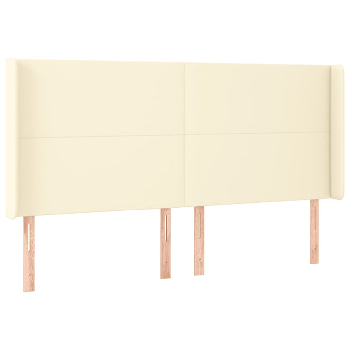 sengegavl med LED-lys 203x16x118/128 cm kunstlæder cremefarvet