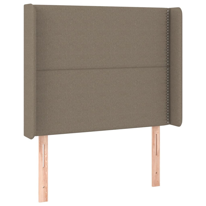 sengegavl med LED-lys 93x16x118/128 cm stof gråbrun