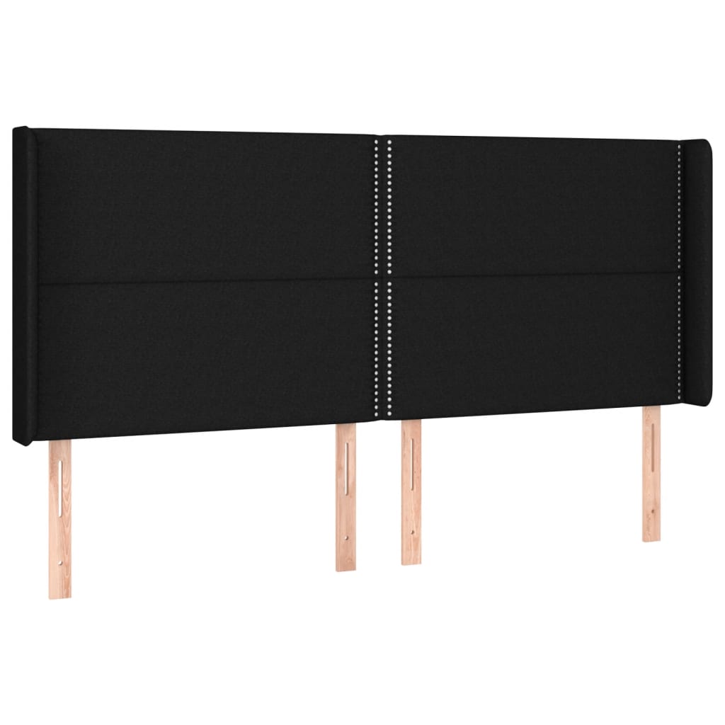 sengegavl med LED-lys 183x16x118/128 cm stof sort