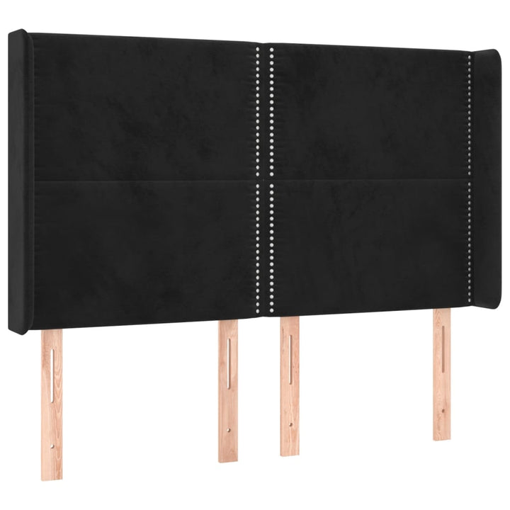 sengegavl med LED-lys 147x16x118/128 cm fløjl sort
