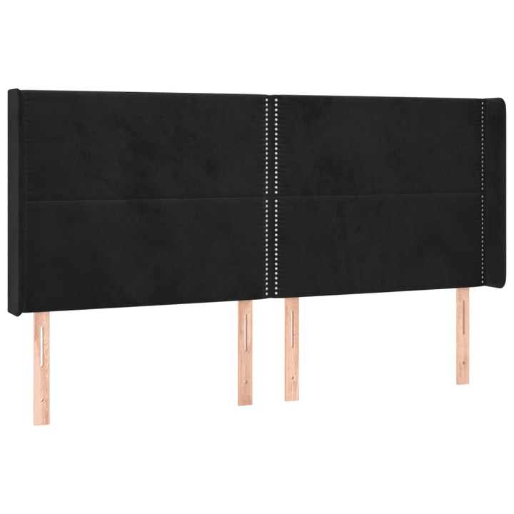 sengegavl med LED-lys 163x16x118/128 cm fløjl sort