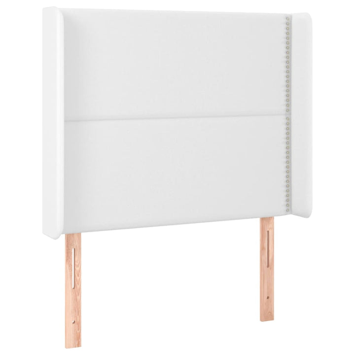 sengegavl med LED-lys 103x16x118/128 cm kunstlæder hvid