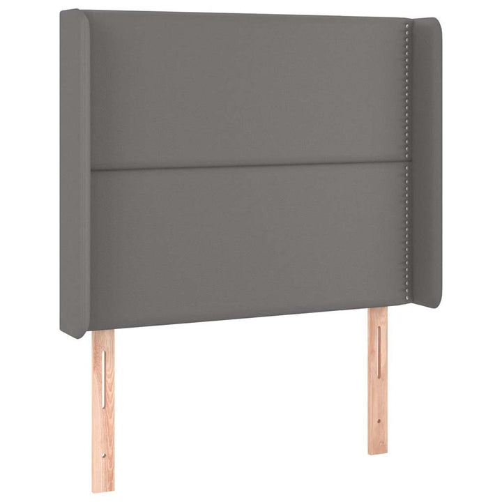 sengegavl med LED-lys 103x16x118/128 cm kunstlæder grå