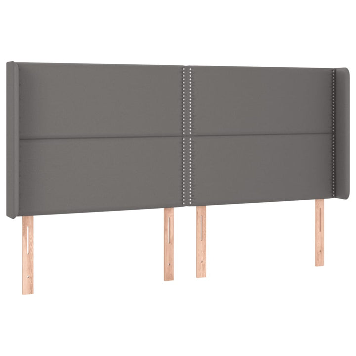 sengegavl med LED-lys 203x16x118/128 cm kunstlæder grå