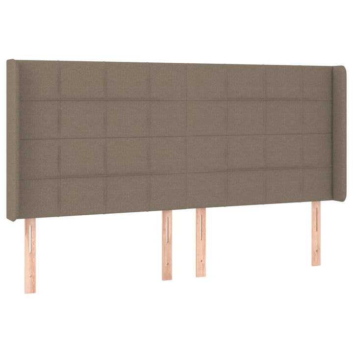 sengegavl med LED-lys 163x16x118/128 cm stof gråbrun