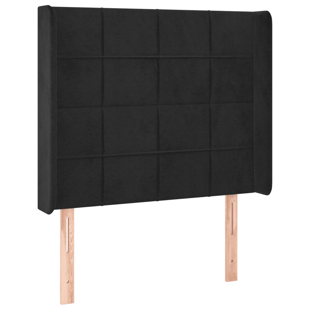 sengegavl med LED-lys 83x16x118/128 cm fløjl sort