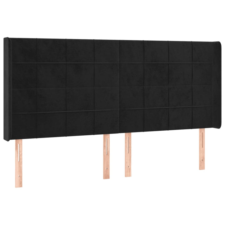 sengegavl med LED-lys 163x16x118/128 cm fløjl sort